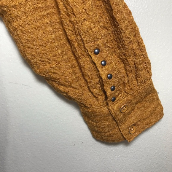 NEW Free People Tunic Blouson Wrap Oversized Button Up Top Gold Long Sleeve Sz S - Picture 12 of 16